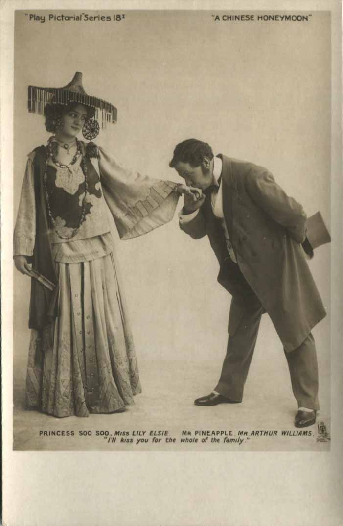 A Chinese Honeymoon. Miss Lily Elsie as Princess Soo Soo, Mr Arthur Williams as Mr Pineapple